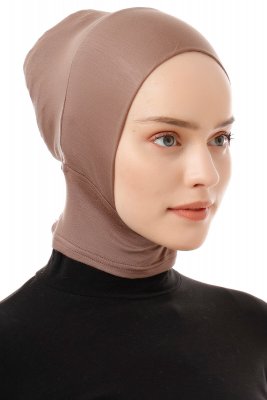 Elnara - Mörk Taupe Plain Hijab Underslöja
