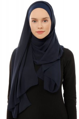 Alara Plain - Marinblå One Piece Chiffon Hijab