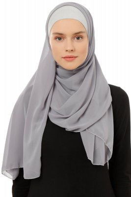 Alara Plain - Mörkgrå One Piece Chiffon Hijab