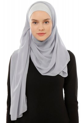 Alara Plain - Ljusgrå One Piece Chiffon Hijab