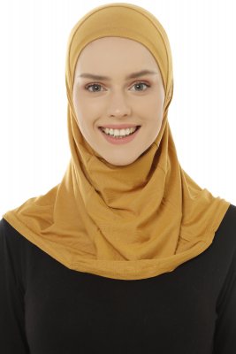 Hanfendy Plain Logo - Senapsgul One-Piece Hijab