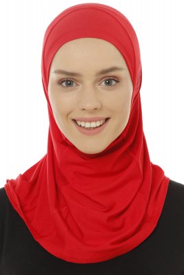 Hanfendy Plain Logo - Röd One-Piece Hijab