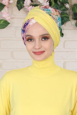 Fiona - Yellow Paint Bomull Turban