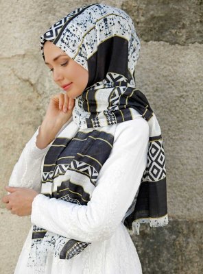 Dounia - Svart Mönstrad Hijab - Sal Evi