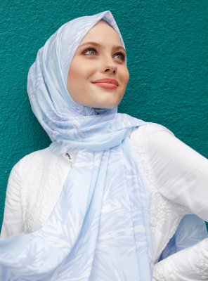 Pariza - Ljusblå Mönstrad Hijab