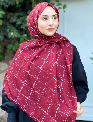 Zakiyah - Bordeaux Mönstrad Bomull Hijab