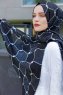 Tutku - Marinblå & Vit Mönstrad Hijab - Sal Evi