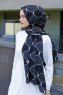 Tutku - Marinblå & Vit Mönstrad Hijab - Sal Evi