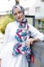 Beyza - Rosa & Blå Mönstrad Hijab - Sal Evi