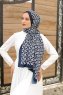 Marinblå Mönstrad Twill Hijab - Sal Evi