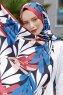 Blå Mönstrad Twill Hijab - Sal Evi