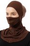 Damla - Brun Ninja Hijab Mask Underslöja