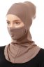 Damla - Mörk Taupe Ninja Hijab Mask Underslöja