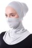 Damla - Ljusgrå Ninja Hijab Mask Underslöja