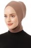 Elnara - Mörk Taupe Cross Hijab Underslöja