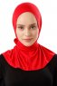 Sportif Plain - Röd Praktisk Viskos Hijab