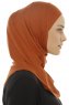 Hanfendy Plain Logo - Tegelröd One-Piece Hijab