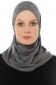 Hanfendy Cross Logo - Mörkgrå One-Piece Hijab