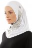 Esin - Vit & Ljusgrå & Antracit One-Piece Hijab