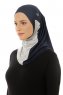 Esin - Marinblå & Ljusgrå & Ljusblå One-Piece Hijab
