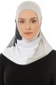 Esin - Ljusgrå & Vit & Antracit One-Piece Hijab