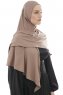 Ajda - Mörk Taupe Hijab Med Dragkedja