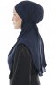Ebrar - Marinblå Crepe Chiffon Al Amira Hijab