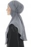 Ebrar - Mörkgrå Crepe Chiffon Al Amira Hijab