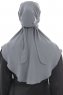Ebrar - Mörkgrå Crepe Chiffon Al Amira Hijab