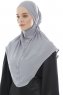 Ebrar - Ljusgrå Crepe Chiffon Al Amira Hijab