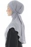 Ebrar - Ljusgrå Crepe Chiffon Al Amira Hijab