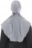 Ebrar - Ljusgrå Crepe Chiffon Al Amira Hijab