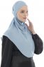 Ebrar - Ljusblå Crepe Chiffon Al Amira Hijab