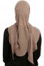 Sahar - Mörk Taupe One Piece Chiffon Hijab