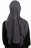 Sahar - Antracit One Piece Chiffon Hijab