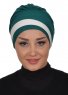 Elsa - Mörkgrön & Creme Bomull Turban