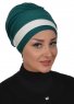 Elsa - Mörkgrön & Creme Bomull Turban