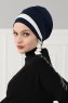 Elsa - Marinblå & Creme Bomull Turban