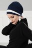 Elsa - Marinblå & Creme Bomull Turban
