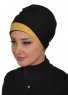 Elsa - Svart & Senapsgul Bomull Turban
