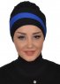 Elsa - Svart & Blå Bomull Turban
