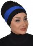 Elsa - Svart & Blå Bomull Turban