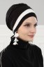 Elsa - Svart & Creme Bomull Turban