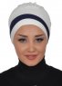 Elsa - Creme & Marinblå Bomull Turban
