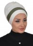 Elsa - Creme & Khaki Bomull Turban