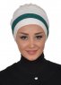 Elsa - Creme & Mörkgrön Bomull Turban