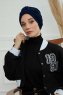 Laura - Marinblå Bomull Turban