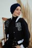 Laura - Marinblå Bomull Turban