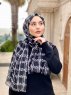 Ayah - Svart Mönstrad Bomull Hijab - Mirach