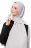Aylin - Ljusgrå Medine Silk Hijab - Gülsoy